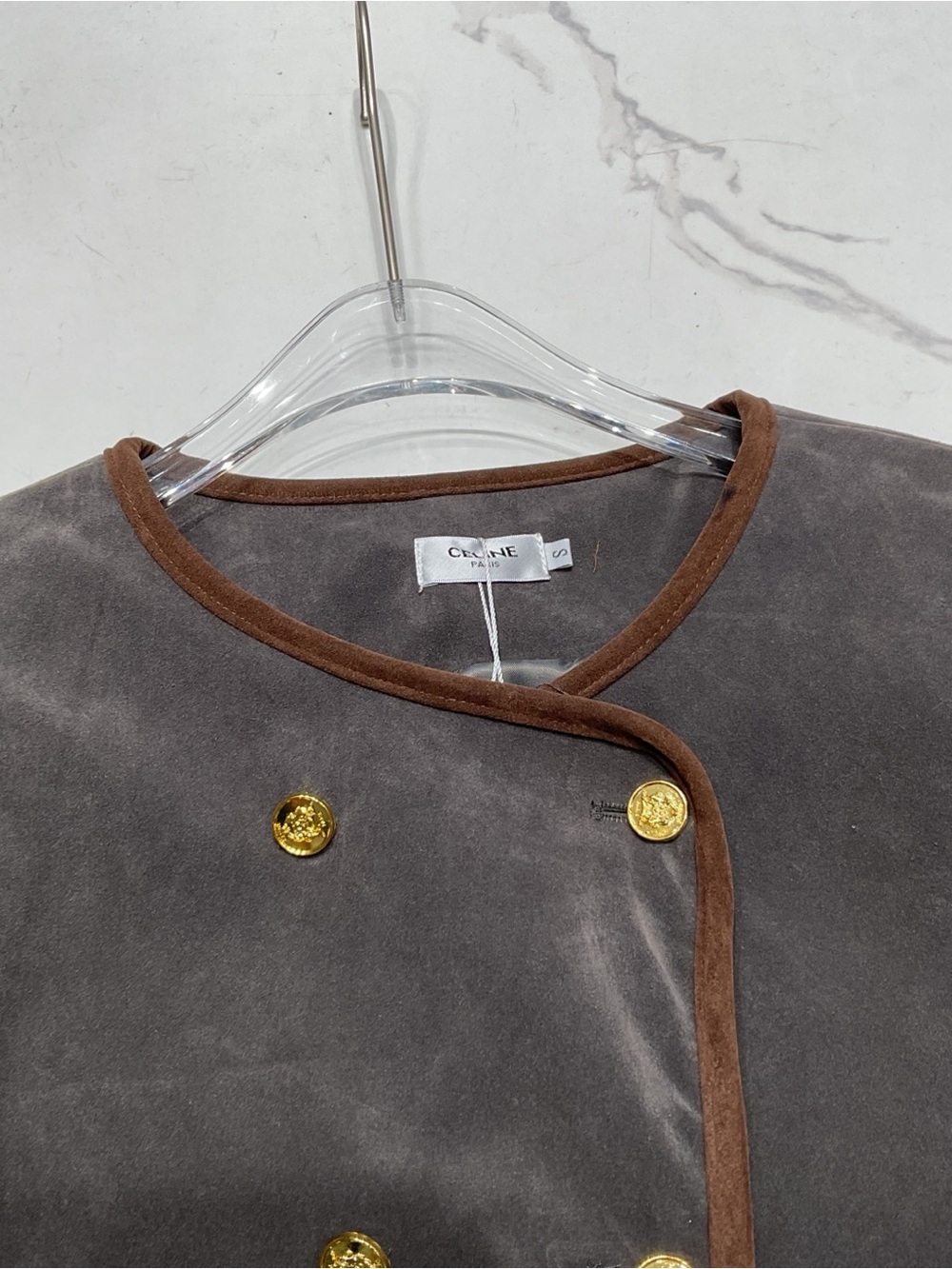 Classic Women's Velvet Two-Piece Jacket & Skirt Set - Brown - Picture 3 of 7